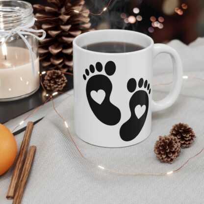 Baby Feet with Hearts | White Ceramic Mug 11oz - Image 5