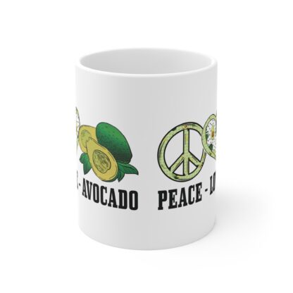 Peace Love Avocado Mug - 11oz Ceramic Coffee Cup for Avocado Lovers - Image 2