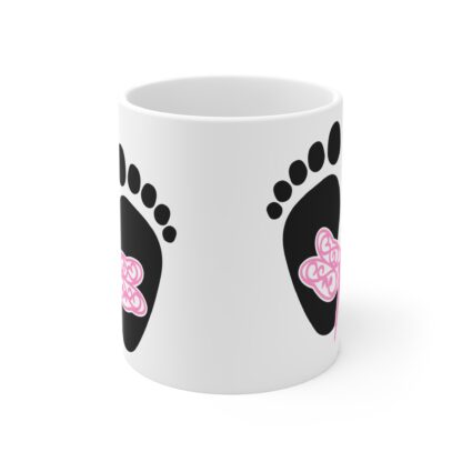 Baby Feet with Pink Dragon Fly | White Ceramic Mug 11oz - Image 2