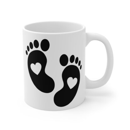 Baby Feet with Hearts | White Ceramic Mug 11oz - Image 4