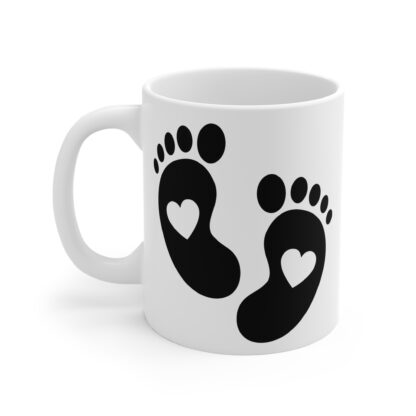 Baby Feet with Hearts | White Ceramic Mug 11oz - Image 3