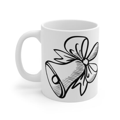 Bell with Ribbon | White Ceramic Mug 11oz - Image 3