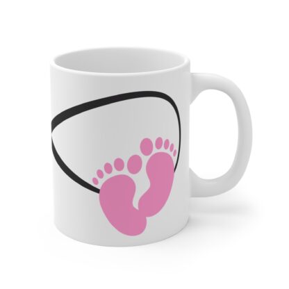 Baby Feet Pinki | White Ceramic Mug 11oz - Image 4
