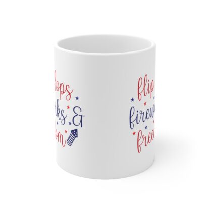 Patriotic Mug - Flip Flops, Fireworks & Freedom - 11oz Summer Drinkware - Image 2