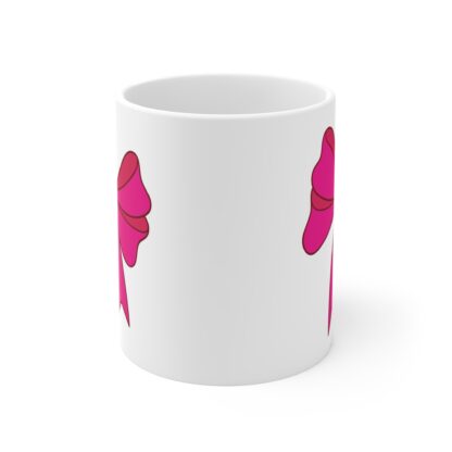 Pink Bow on Both Sides | White Ceramic Mug 11oz - Image 2