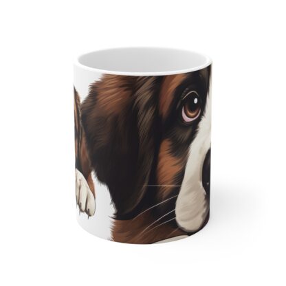 This St Bernard Dog 11 oz white mug is perfect for dog lovers who enjoy a cozy cup of coffee or tea. - Image 2