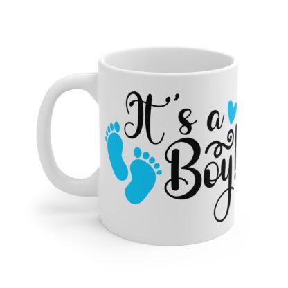 It's a Boy with Blue Feet | White Ceramic Mug 11oz - Image 3