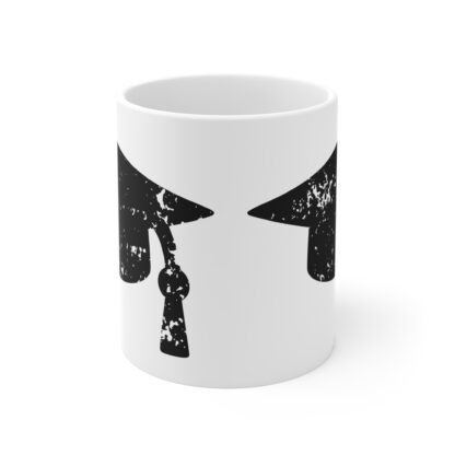 Graduation Cap Distressed Grunge Design | 11oz Ceramic White Mug - Image 2