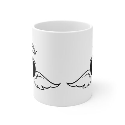 Baby Feet with Angel Wings | White Ceramic Mug 11oz - Image 2