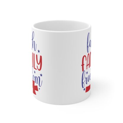 Patriotic Faith Family Freedom Mug - 11oz Coffee Cup for Celebrations and Gifting - Image 2