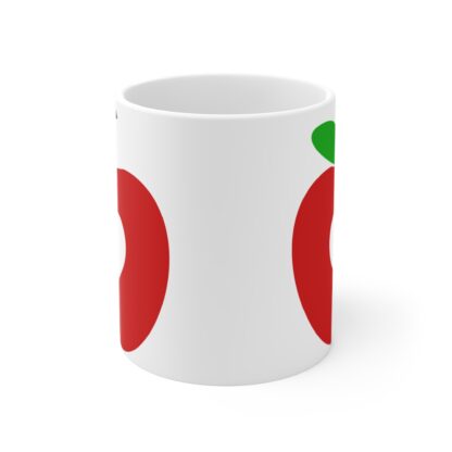 11oz Ceramic Mug - Red Apple Heart Design - Image 2