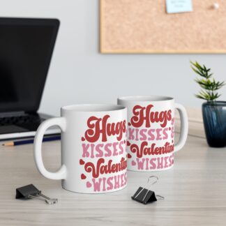 Valentine's Day Mug - Hugs Kisses & Wishes - 11oz Coffee Cup