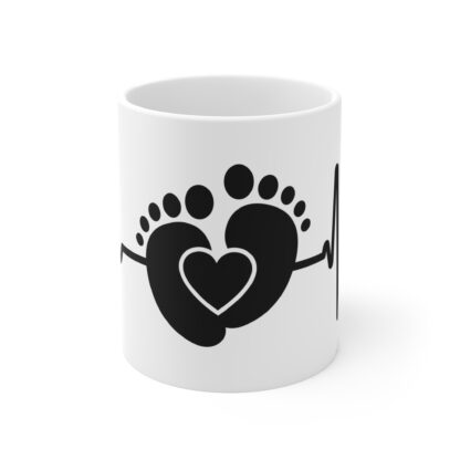 Baby Heart Beat Line |White Ceramic Mug 11oz - Image 2