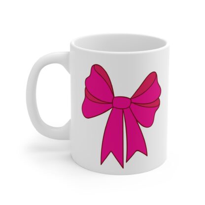 Pink Bow on Both Sides | White Ceramic Mug 11oz - Image 3