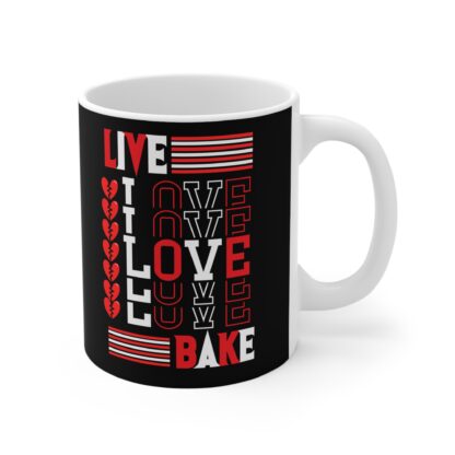 Live Love Bake Mug - 11oz Coffee Cup, Cute Gift for Bakers, Inspirational Kitchen Decor, Valentine's Day, Birthday Gift - Image 4