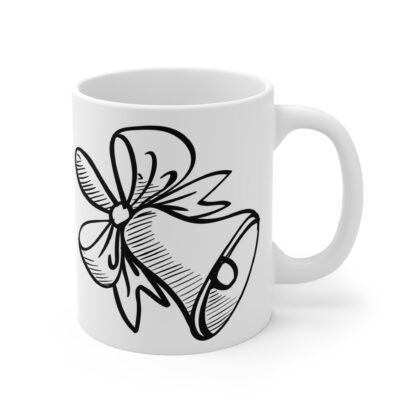 Bell with Ribbon | White Ceramic Mug 11oz - Image 4