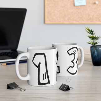 1-2-3 Numeric White Ceramic Mug 11oz