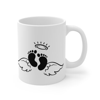 Baby Feet with Angel Wings | White Ceramic Mug 11oz - Image 4