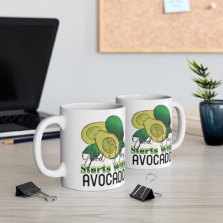 Avocado-Themed 11oz Coffee Mug - 'Good Day Starts with Avocado'