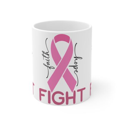 Hope & Faith Pink Ribbon Mug - 11oz Inspirational Coffee Cup - Image 2