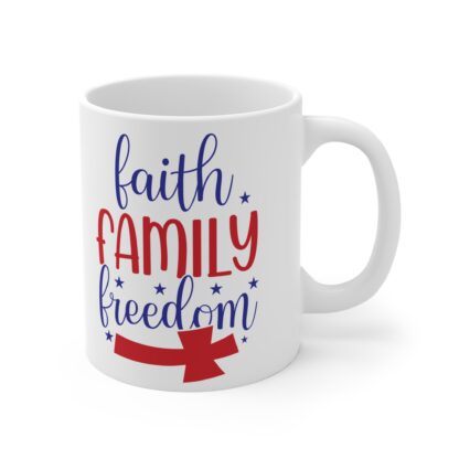 Patriotic Faith Family Freedom Mug - 11oz Coffee Cup for Celebrations and Gifting - Image 4