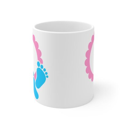 Blue Baby Feet w/ Pink Frame | White Ceramic Mug 11oz - Image 2