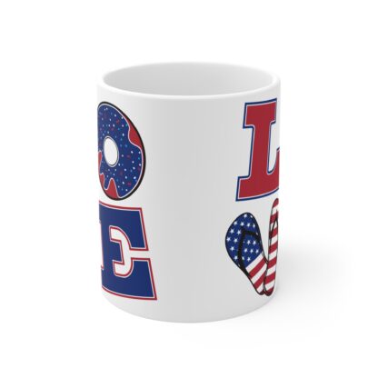 Patriotic Love Mug - 11oz USA Themed Coffee Cup with Fun Donut and Flip Flop Designs - Image 2