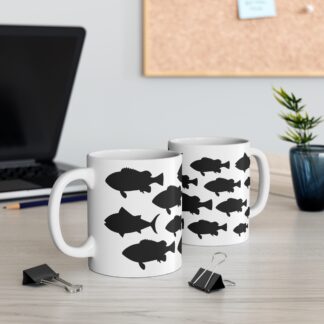 Fishing Lover's Mug, Black Fish Silhouette Coffee Cup, Perfect Gift for Anglers, Fishing Decorations, Outdoor Adventure Essential