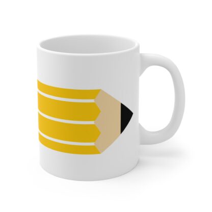 Yellow Pencil Design Mug - 11oz Coffee Cup - Image 4