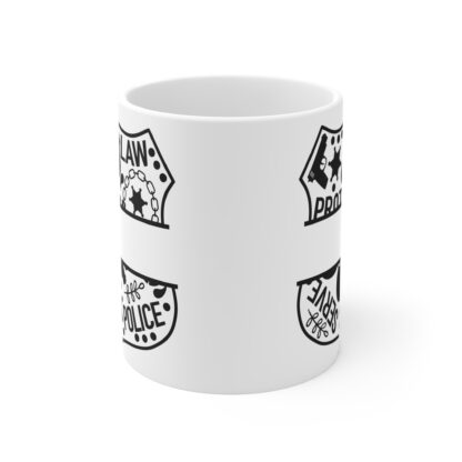 Black and White Montage Police Badge | White Ceramic Mug 11oz - Image 2