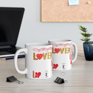 Valentine's Day Love Mug - 11oz Ceramic Coffee Cup with Romantic Design