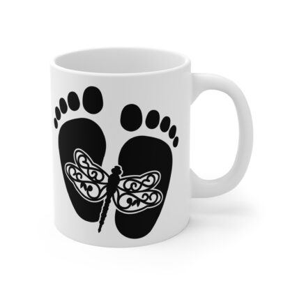 Baby Feet with Dragon Fly | White Ceramic Mug 11oz - Image 4