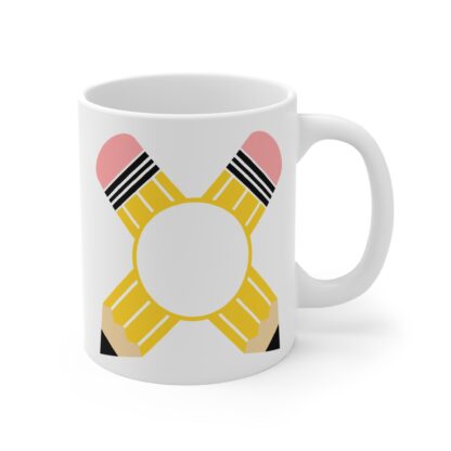 Pencil Monogram Frame Design Mug - 11oz Coffee Cup - Image 4
