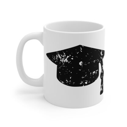 Graduation Cap Distressed Grunge Design | 11oz Ceramic White Mug - Image 3