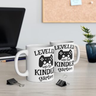 Leveled Up to Kindergarten Gaming Mug - Fun Gift for Gamers and Parents