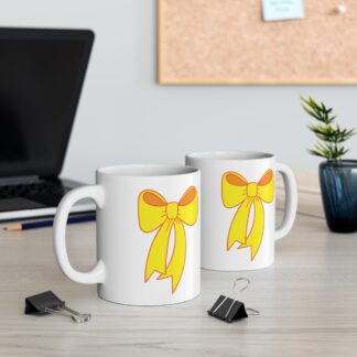 Yellow Ribbon on Both Sides | White Ceramic Mug 11oz