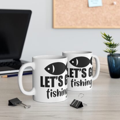 Let's Go Fishing Mug - 11oz Ceramic Coffee Cup for Fishing Lovers