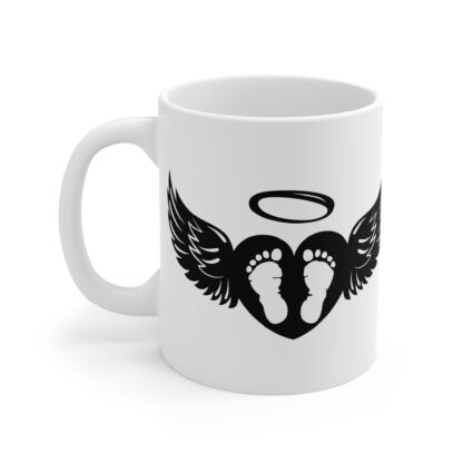 Baby Feet Wings with Halo | White Ceramic Mug 11oz - Image 3