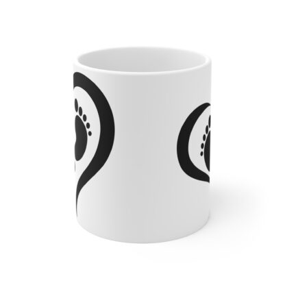 Black Heart with Baby Footprints inside. White Ceramic Mug 11oz - Image 2