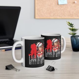 Love is Love Holiday Mug - Festive Coffee Cup, LGBTQ+ Support Gift, Winter Beverage Container, Personalized Christmas Present, Cute Artwork