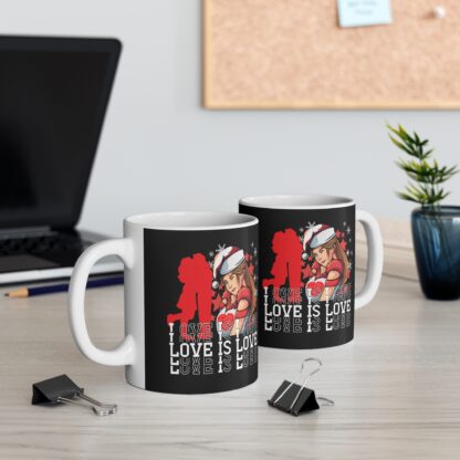 Love is Love Holiday Mug - Festive Coffee Cup, LGBTQ+ Support Gift, Winter Beverage Container, Personalized Christmas Present, Cute Artwork