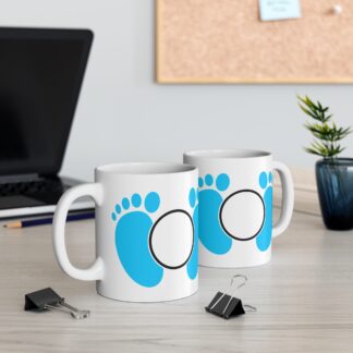 Blue Feet with a Monagram Circle | White Ceramic Mug 11oz