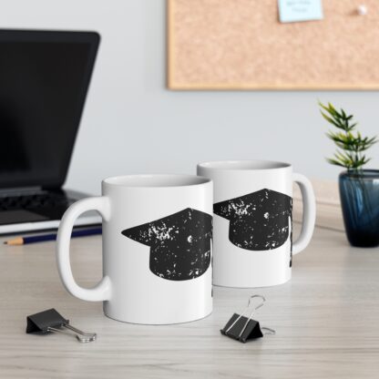 Graduation Cap Distressed Grunge Design | 11oz Ceramic White Mug