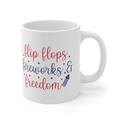Patriotic Mug - Flip Flops, Fireworks & Freedom - 11oz Summer Drinkware - Image 4