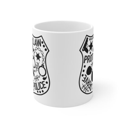 Protect-Serve-Law-Police Badge | White Ceramic 11oz Mug - Image 2