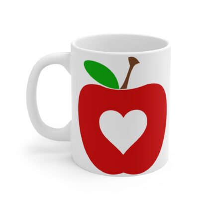 11oz Ceramic Mug - Red Apple Heart Design - Image 3