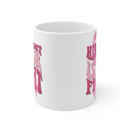 Empowering 11oz Pink Ribbon Mug | Breast Cancer Awareness | "Her Fight is Our Fight" - Image 2