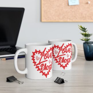 Love More Heart Design Mug - 11oz Cute Coffee Cup for Valentine’s Day and Everyday Gifts