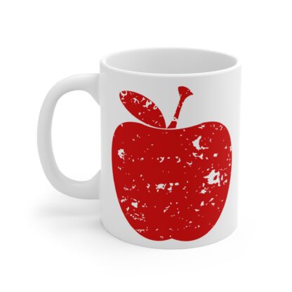 Distressed Red Apple Design | 11 oz Ceramic Mug - Image 3