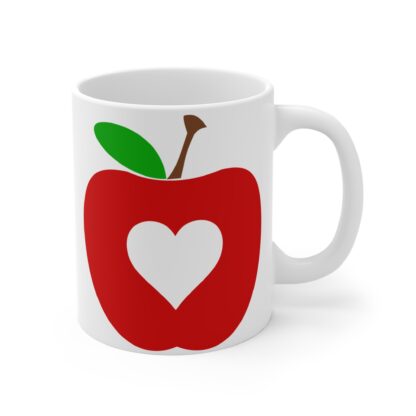 11oz Ceramic Mug - Red Apple Heart Design - Image 4